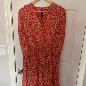Tan and Coral Button Up Tunic Dress Plus Size 2